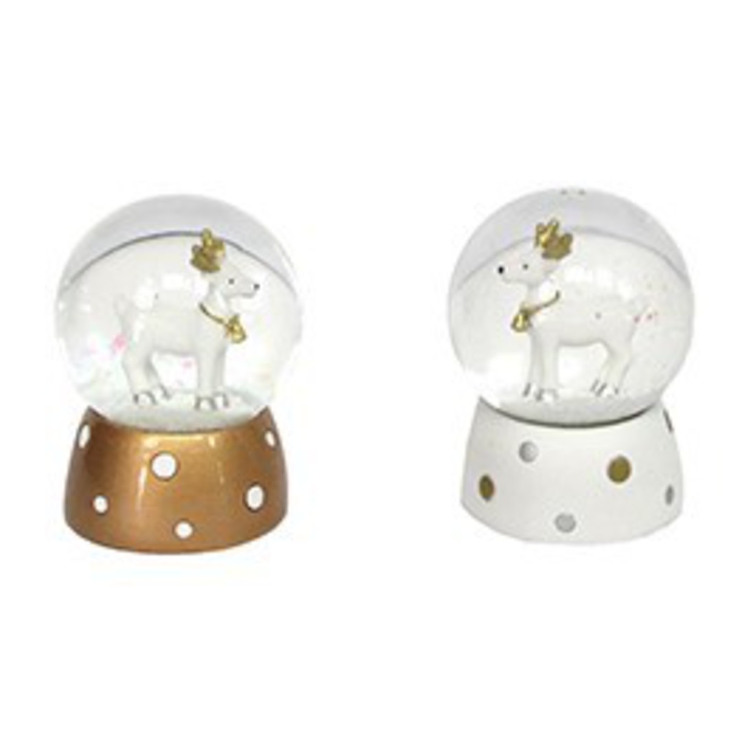 Snow Globe Gold and White Deer 7cm image 0